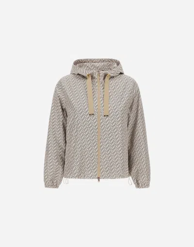Herno Jacket In Nylon Iconic Print In Camel