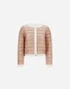 Herno Matte Trim Quilted Short Jacket In Light Pink