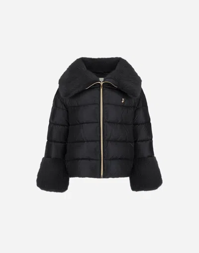 Herno Kids' Jacket In Nylon Ultralight And Lady Alternative Fur In Black