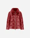 Herno Jacket In Nylon Ultralight And Lady Alternative Fur In Red
