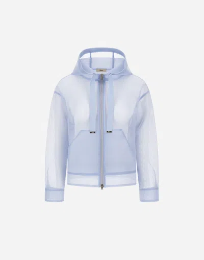 Herno Jacket In See-through Mesh In Blue