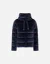 Herno Women Cotton Chenille-effect Down Jacket In Blue