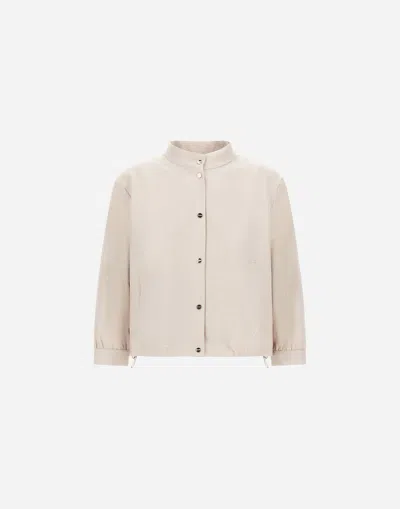 Herno Jacket In Soft Bright Linen Blend In White