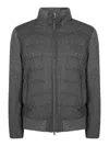 Herno Padded Bomber Jacket With Knitted Sleeves In Gray