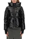 Herno Puffy Black Coat With Glossy Finish And High Collar In Black