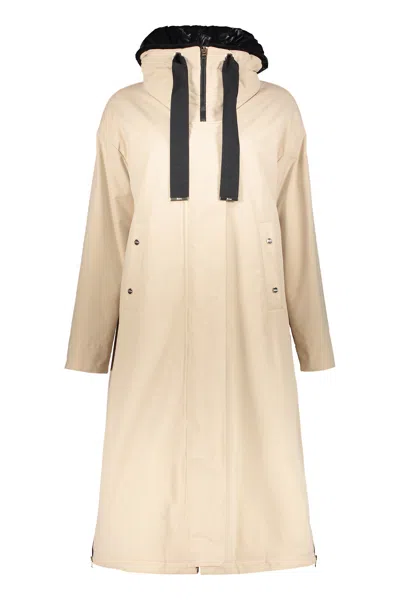 Herno Jacket Made Of Technical Fabric With Zip And Hood In Neutral