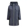 Herno Long Waterproof Hooded Jacket With Elastic Waistband In New Blu