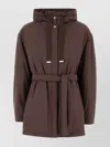 Herno Jacket Stretch Nylon Belted Waist In Brown