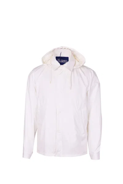 Herno Drawstring Hooded Jacket In White