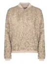Herno Sequined Zip-up Bomber Jacket In Neutrals