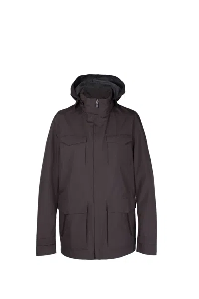 Herno Jacket With Removable Hood In Brown