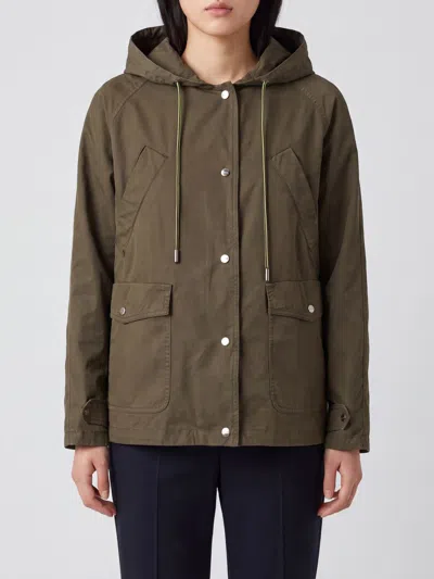 Herno Short Padded Jacket With Hood And Flap Pockets In Green
