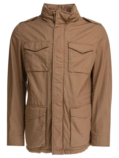 Herno Collar Pockets Sleeves Shoulder Straps In Brown