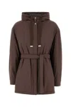 Herno Jacket Stretch Nylon Belted Waist In Brown