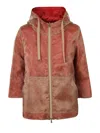 Herno Velour Zip-up Hoodie In Red