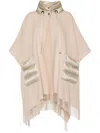 Herno Women Wool And Nylon Cape In Brown