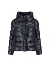Herno Quilted High-collar Black Nylon Coat In Black