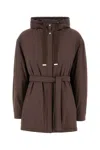 Herno Jacket Stretch Nylon Belted Waist In Brown