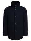 Herno Blue Single-breasted Virgin Wool Coat In Blue