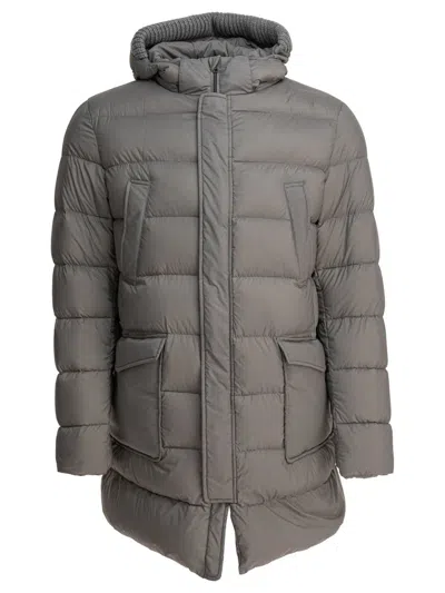 Herno Hooded Coat In Gray