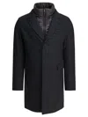 Herno Grey Herringbone Wool Coat In Multi