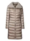 Herno Elisa Long Ecofur Taupejacket In Beige