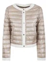Herno Quilted Jacket With Contrast Trim And Long Sleeves In Beige