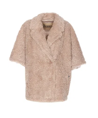 Herno Faux Fur Coat In Beige