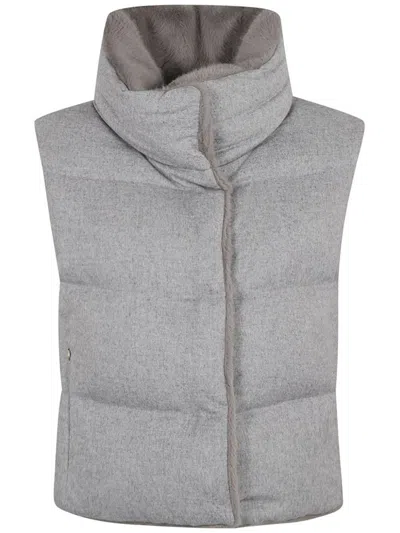 Herno Zipped High-neck Gilet In Beige
