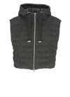 Herno Lurex Sleeveless Hooded Drawstring Jacket In Black