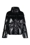 Herno High Collar Long Sleeves Shiny Finish Side Pockets In Black