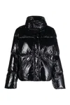 Herno High Collar Long Sleeves Shiny Finish Side Pockets In Black