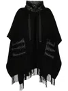 Herno Warmy Black High Neck Poncho With Patch Pockets In Wool And Nylon Woman In Black