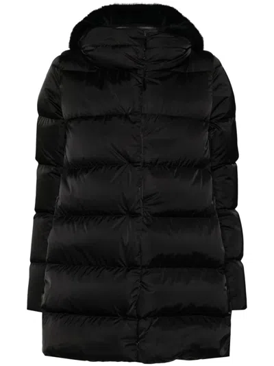 Herno Women Midi Hooded Down Jacket In Black