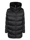 Herno A-shape Jacket In Satin And Lady Alternative Fur In Black