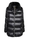 Herno A Shape Ultralight Down Jacket With Eco Fur Collar In Black