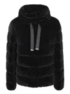 Herno Velvet Quilted Drawstring High Collar Jacket In Black