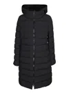 Herno Padded Hooded Long Down Jacket Zip Pockets In Black
