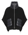 Herno Resort Poncho In Wool And Cashemre With Ultralight Nylon Details In Black