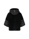 Herno Satin Short Sleeve Faux Fur Jacket In Black