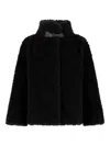 Herno Cape In Curly Alternative Fur In Black