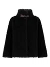 Herno Cape In Curly Alternative Fur In Black