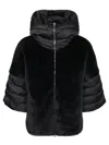 Herno Women Black Satin And Lady Alternative Fur Cape In Black