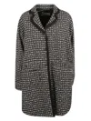 Herno Tweed Midi Coat In Black