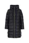 Herno Long Jacket In Satin And Lady Alternative Fur In Black