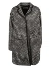 Herno Tweed Midi Coat In Black