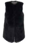 Herno Black Sleeveless Vest With Concealed Closure On The Front In Ecofur Woman In Black