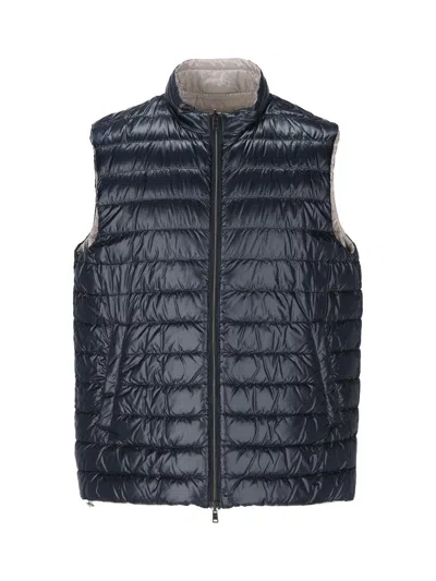 Herno Reversible Quilted Nylon Down Gilet In Blue