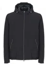 Herno Men's Technical Fabric Bomber Jacket With Hood In Blue