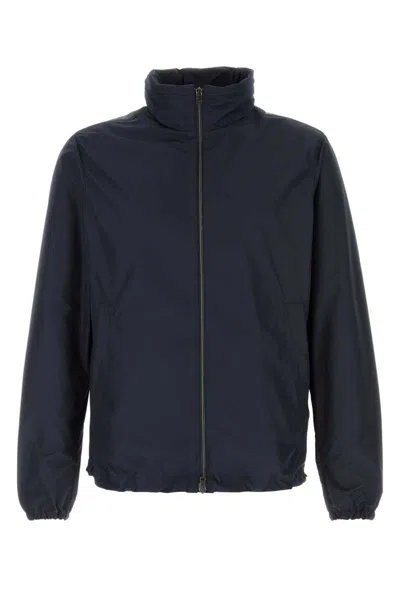 Herno High Collar Jacket With Elasticated Cuffs And Hem In Blue